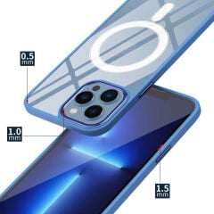 iPhone 14 Plus Kılıf Wireless Şarj Özellikli Krom Magsafe Silikon Kapak