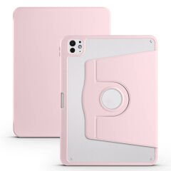 Apple iPad Pro 11 2024 Kılıf Termik Kalem Bölmeli Dönebilen Standlı Kılıf Pembe