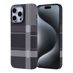 iPhone 15 Pro Max Kılıf Kablosuz Şarj Özellikli Karbon Fiber Görünümlü Nekst Kapak