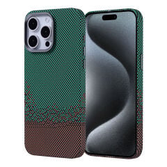 iPhone 15 Pro Max Kılıf Kablosuz Şarj Özellikli Karbon Fiber Görünümlü Nekst Kapak Gri-Siyah