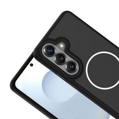 Samsung Galaxy S26 Uyumlu Kılıf Kablosuz Şarj Özellikli Metal Kamera Çerçeveli Sanremo Kapak