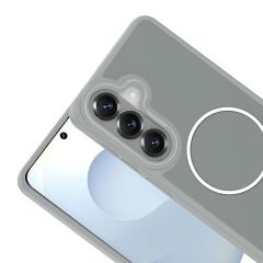 Samsung Galaxy S26 Uyumlu Kılıf Kablosuz Şarj Özellikli Metal Kamera Çerçeveli Sanremo Kapak