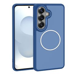 Samsung Galaxy S26 Uyumlu Kılıf Kablosuz Şarj Özellikli Metal Kamera Çerçeveli Sanremo Kapak