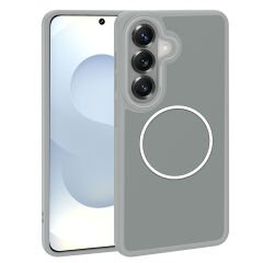 Samsung Galaxy S26 Uyumlu Kılıf Kablosuz Şarj Özellikli Metal Kamera Çerçeveli Sanremo Kapak