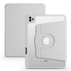 Apple iPad Air 11 2024 Kılıf Termik Kalem Bölmeli Dönebilen Standlı Kılıf Gri