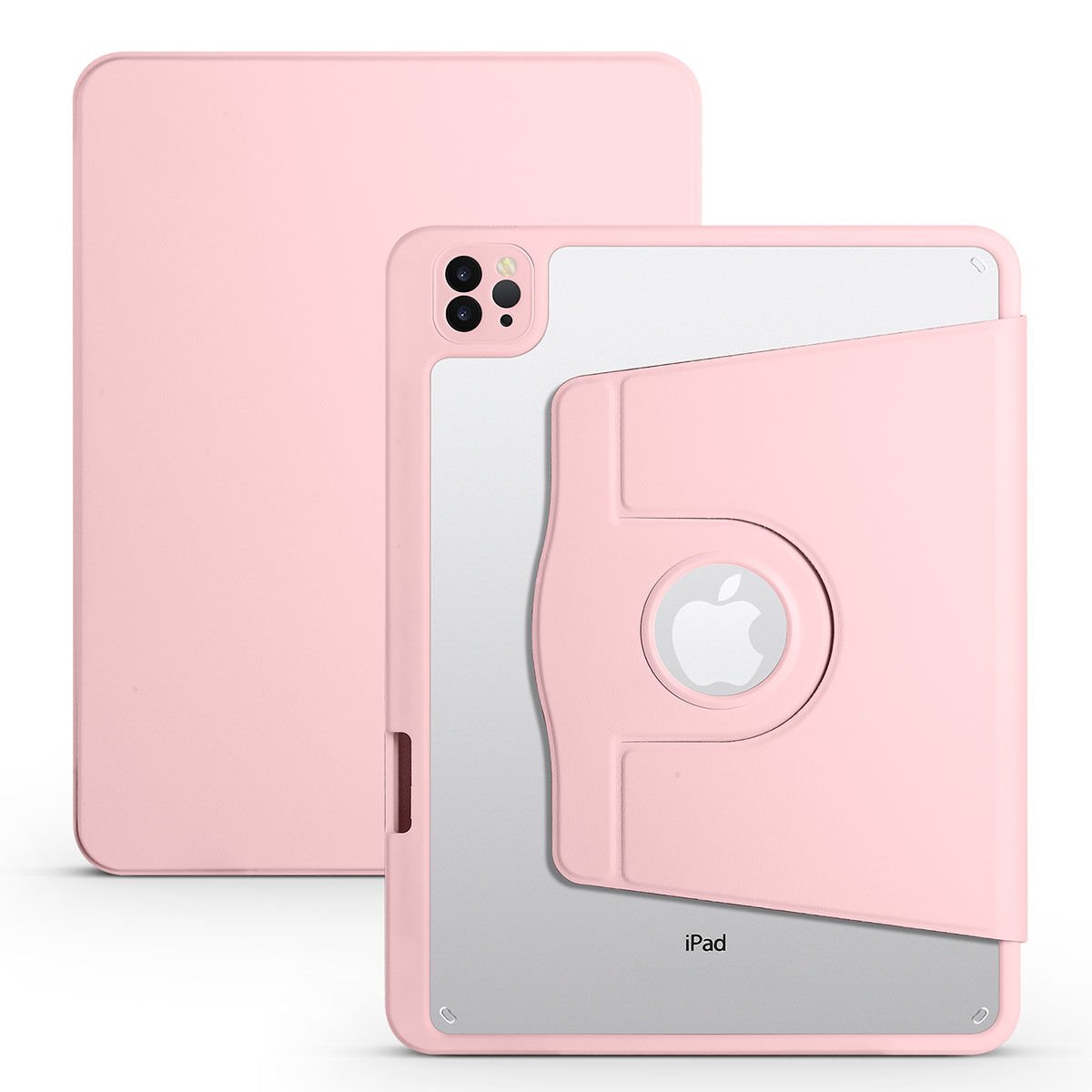 Apple iPad Air 11 2024 Kılıf Termik Kalem Bölmeli Dönebilen Standlı Kılıf Pembe