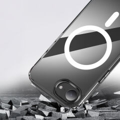 iPhone 16E Kılıf Kablosuz Şarj Özellikli Şeffaf Sert PC Embos Kapak