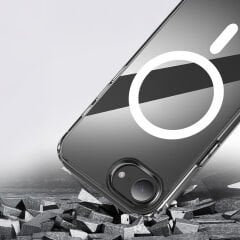 iPhone 16E Kılıf Kablosuz Şarj Özellikli Şeffaf Sert PC Embos Kapak Şeffaf