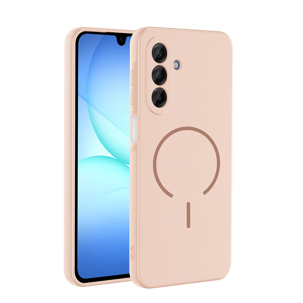 Samsung Galaxy A17 Kılıf Meta Lansman M-Safe Kamera Korumalı içi Kadife Yumuşak Renkli Süet Silikon Rose Pembe
