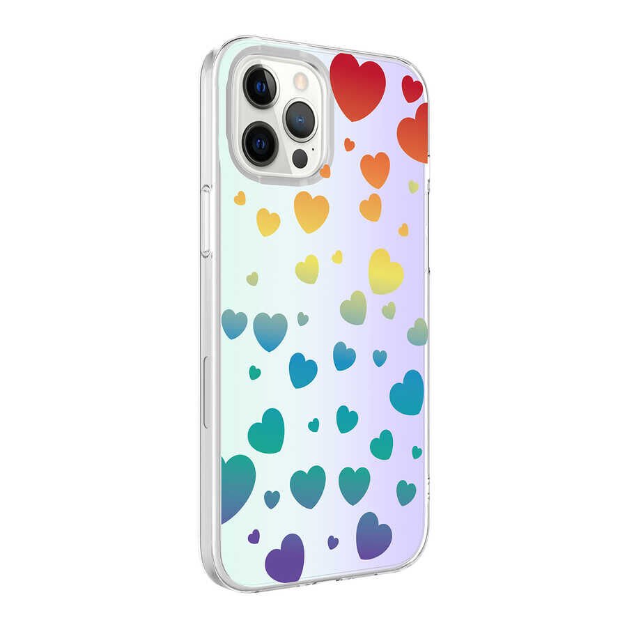 iPhone 12 Pro Max Kılıf M-Blue Desenli Kapak Heart No3