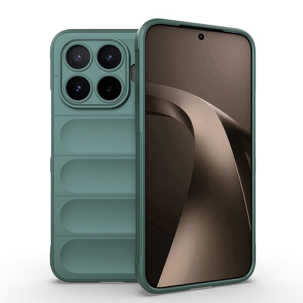 Xiaomi 17T Pro Kılıf Esnek TPU Oyuklu Arka Yüzey Tasarımlı Etnik Silikon Kapak Koyu Yeşil