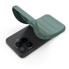 Xiaomi 17T Pro Kılıf Esnek TPU Oyuklu Arka Yüzey Tasarımlı Etnik Silikon Kapak Koyu Yeşil