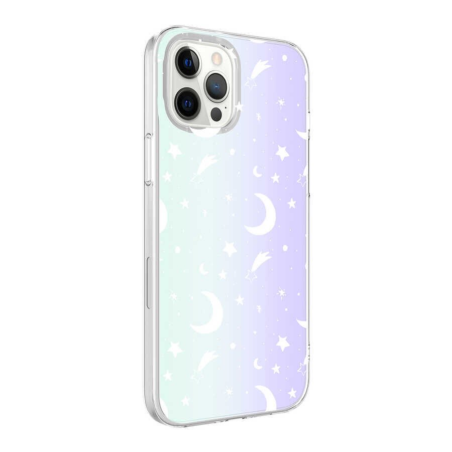 iPhone 12 Pro Max Kılıf M-Blue Desenli Kapak Moon No4