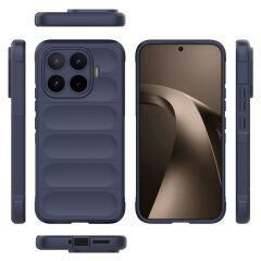 Xiaomi 17T Kılıf Esnek TPU Oyuklu Arka Yüzey Tasarımlı Etnik Silikon Kapak Lacivert