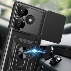 Xiaomi Poco F6 Kılıf Magnetik Standlı Kamera Korumalı Sürgülü Vega Kapak