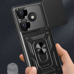 Xiaomi Poco F6 Kılıf Magnetik Standlı Kamera Korumalı Sürgülü Vega Kapak