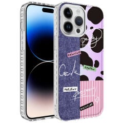 iPhone 13 Pro Max Kılıf Airbag Kenarlı Renkli Desenli Silikon Elegans Kapak