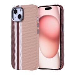 iPhone 15 Kılıf Kablosuz Şarj Özellikli Karbon Fiber Görünümlü Nekst Kapak