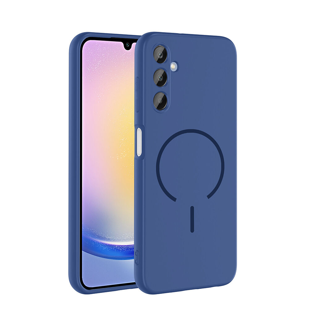 Samsung Galaxy A15 Kılıf Meta Lansman M-Safe Kamera Korumalı içi Kadife Yumuşak Renkli Süet Silikon Lacivert