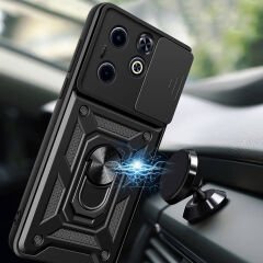 İnfinix Smart 8 Kılıf Magnetik Standlı Kamera Korumalı Sürgülü Vega Kapak