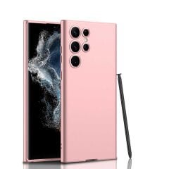Samsung Galaxy S22 Ultra Kılıf Sert Kıpta Kapak Rose Gold