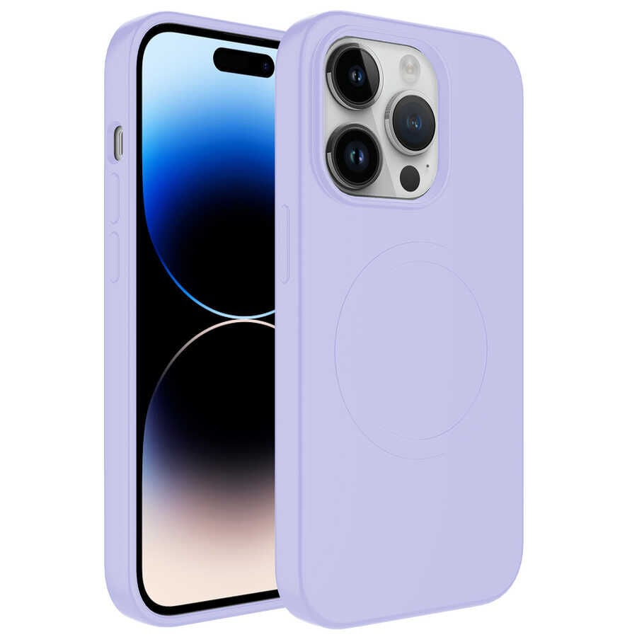 iPhone 11 Pro Kılıf Magsafe Wireless Şarj Özellikli Pastel Renk Silikon Plas Kapak Lila