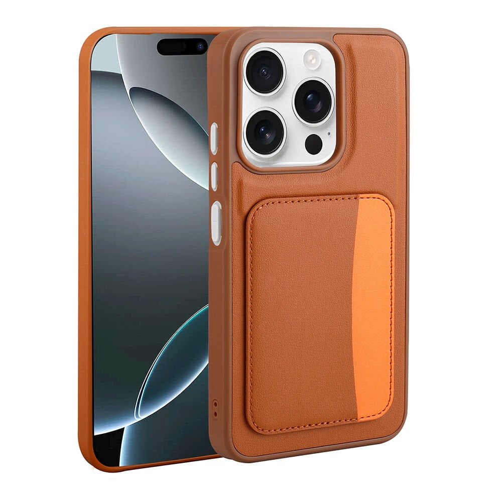 iPhone 15 Uyumlu Kartlıklı Süni Deri X-Kart Cüzdan Silikon Kapak