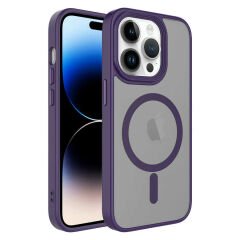 iPhone 14 Pro Kılıf Mat Arka Yüzey Wireless Şarj Özellikli Flet Magsafe Kapak