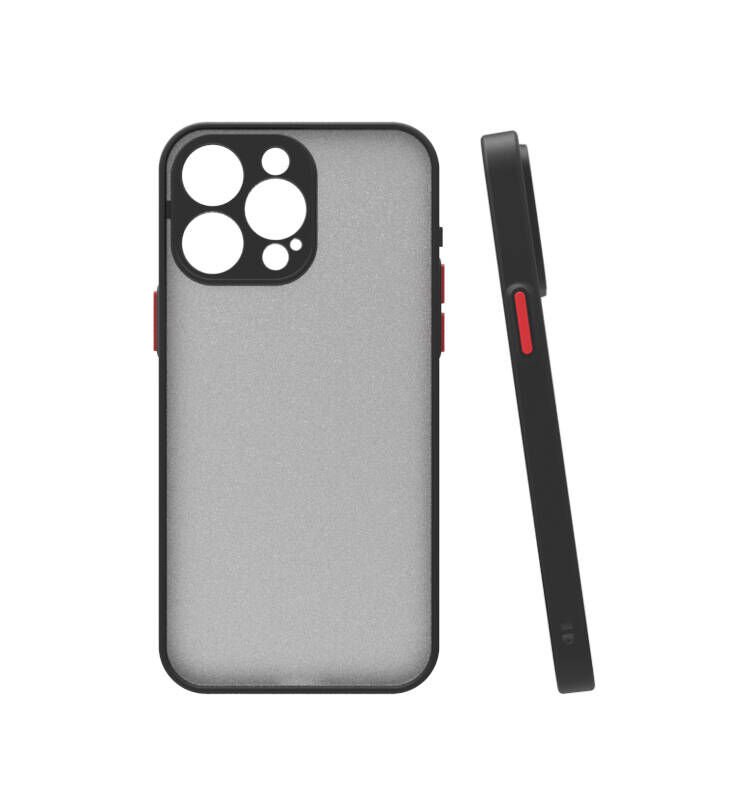 iPhone 15 Pro Max Kılıf Mat Kamera Korumalı Renkli Tuşlu Sert Silikon Hux Kapak Siyah