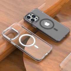 iPhone 15 Pro Max Kılıf  Wireless Şarj Özellikli Şeffaf Efsane Kapak Kılıf