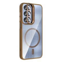 Samsung Galaxy A56 Kılıf Standlı ve Kamera Lens Hediyeli M-Safe Şarj Özellikli Etro Kapak