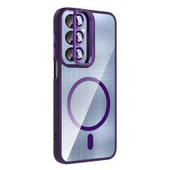 Samsung Galaxy A56 Kılıf Standlı ve Kamera Lens Hediyeli M-Safe Şarj Özellikli Etro Kapak