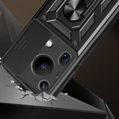 Huawei Pura 70 Ultra Kılıf Magnetik Standlı Kamera Korumalı Sürgülü Vega Kapak