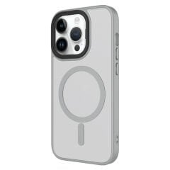 iPhone 14 Pro Kılıf Mat Arka Yüzey Wireless Şarj Özellikli Flet Magsafe Kapak Siyah
