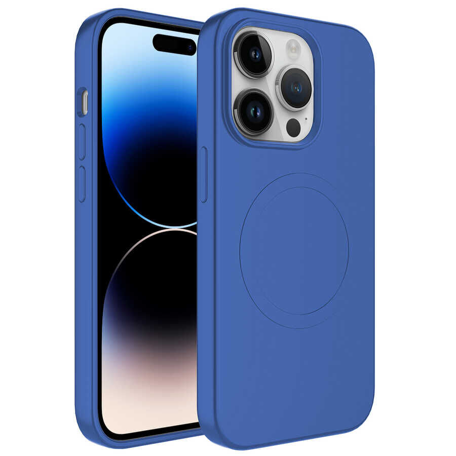 iPhone 11 Pro Kılıf Magsafe Wireless Şarj Özellikli Pastel Renk Silikon Plas Kapak Mavi
