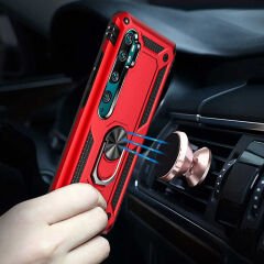 Xiaomi Mi Note 10 Kılıf Vega Tank Sert Yüzüklü Standlı Zırh Koruma Kapak