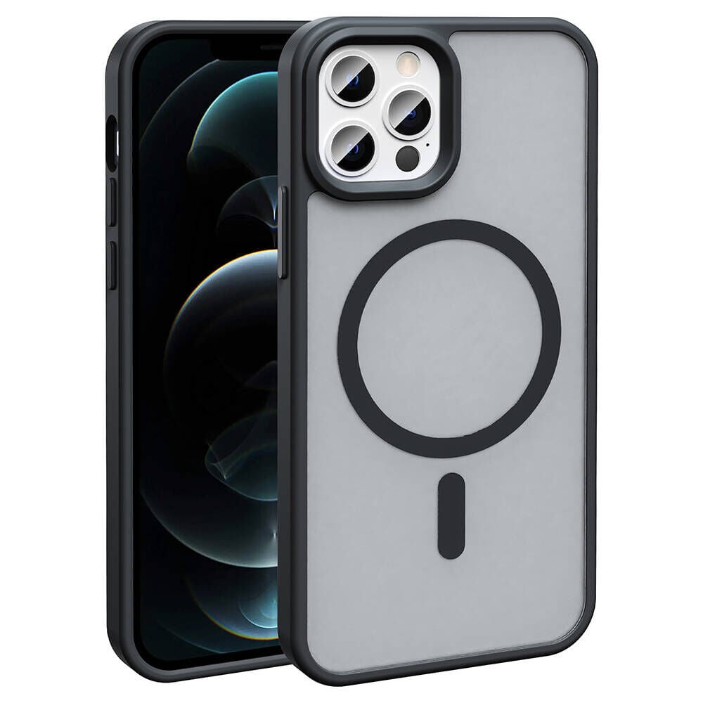 iPhone 13 Pro Kılıf Magsafe Şarj Özellikli Mat Arka Yüzey Sio Kapak Siyah