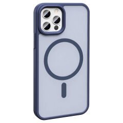 iPhone 12 Pro Kılıf Magsafe Şarj Özellikli Mat Arka Yüzey Sio Kapak Lacivert