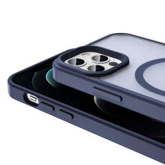 iPhone 12 Pro Kılıf Magsafe Şarj Özellikli Mat Arka Yüzey Sio Kapak Açık Yeşil