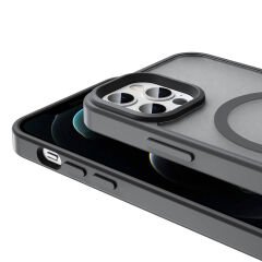 iPhone 12 Pro Kılıf Magsafe Şarj Özellikli Mat Arka Yüzey Sio Kapak Lacivert