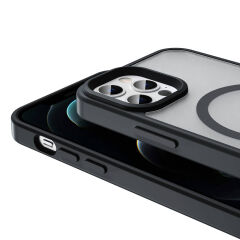 iPhone 12 Pro Kılıf Magsafe Şarj Özellikli Mat Arka Yüzey Sio Kapak Açık Yeşil