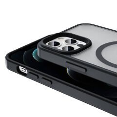 iPhone 12 Pro Kılıf Magsafe Şarj Özellikli Mat Arka Yüzey Sio Kapak Lacivert