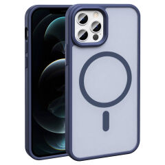 iPhone 12 Pro Kılıf Magsafe Şarj Özellikli Mat Arka Yüzey Sio Kapak Açık Yeşil