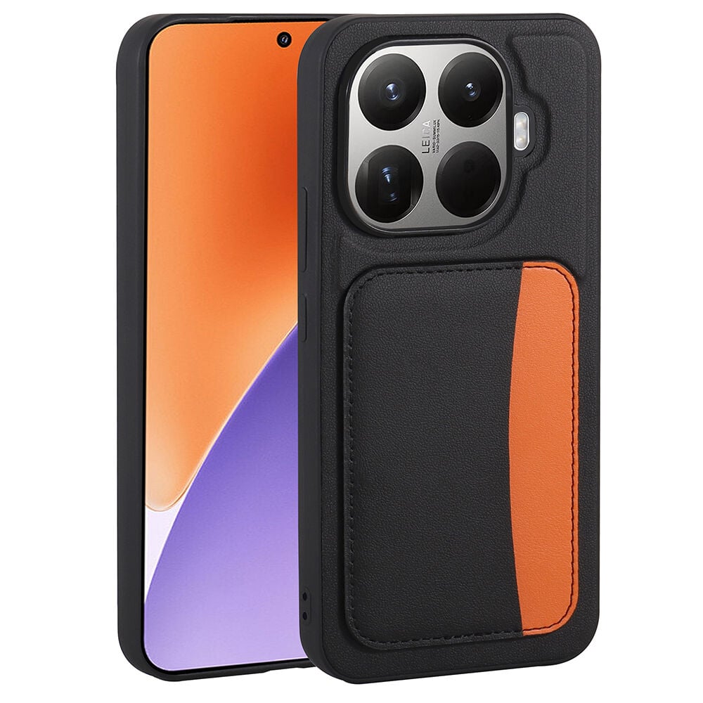 Xiaomi 15T Pro Uyumlu Kartlıklı Süni Deri X-Kart Cüzdan Silikon Kapak Siyah