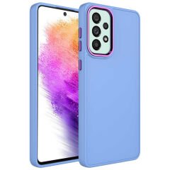 Samsung Galaxy A32 4G Kılıf Metal Çerçeve ve Buton Tasarımlı Silikon Luna Kapak Lila