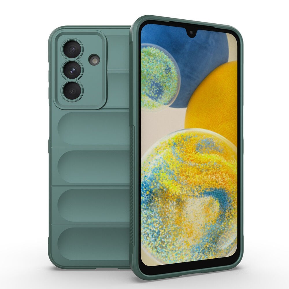 Samsung Galaxy A56 Kılıf Esnek TPU Oyuklu Arka Yüzey Tasarımlı Etnik Silikon Kapak Koyu Yeşil