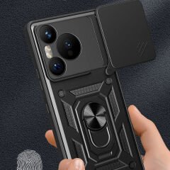Huawei Pura 70 5G Kılıf Magnetik Standlı Kamera Korumalı Sürgülü Vega Kapak