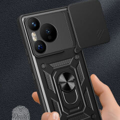 Huawei Pura 70 5G Kılıf Magnetik Standlı Kamera Korumalı Sürgülü Vega Kapak