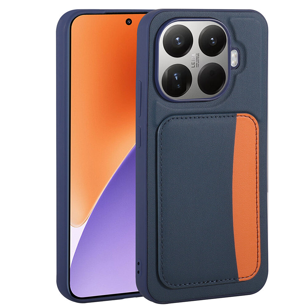 Xiaomi 15T Pro Uyumlu Kartlıklı Süni Deri X-Kart Cüzdan Silikon Kapak Lacivert
