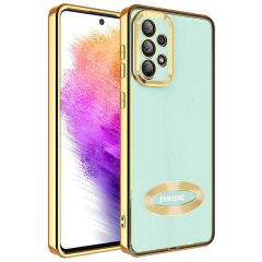 Samsung Galaxy A33 5G Kamera Korumalı Logo Gösteren Omega Kapak kılıf Gümüş